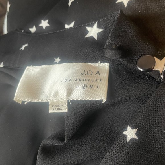 J.O.A. Black Star Print Choker Neck Wrap Dress Size Small Boho Halloween - Picture 8 of 11